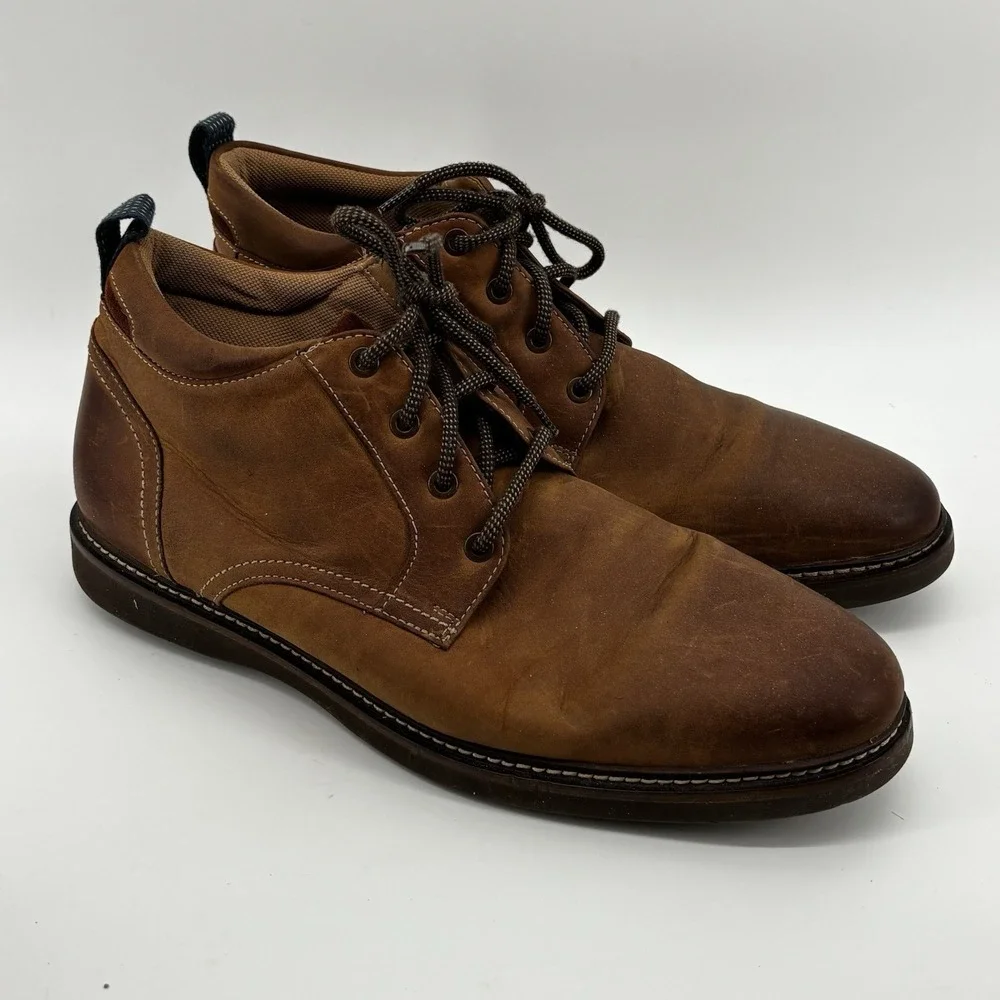 Nunn‎ Bush Boots Mens 10.5 M Barklay Chukka Brown Leather Ankle Top Lace Up
